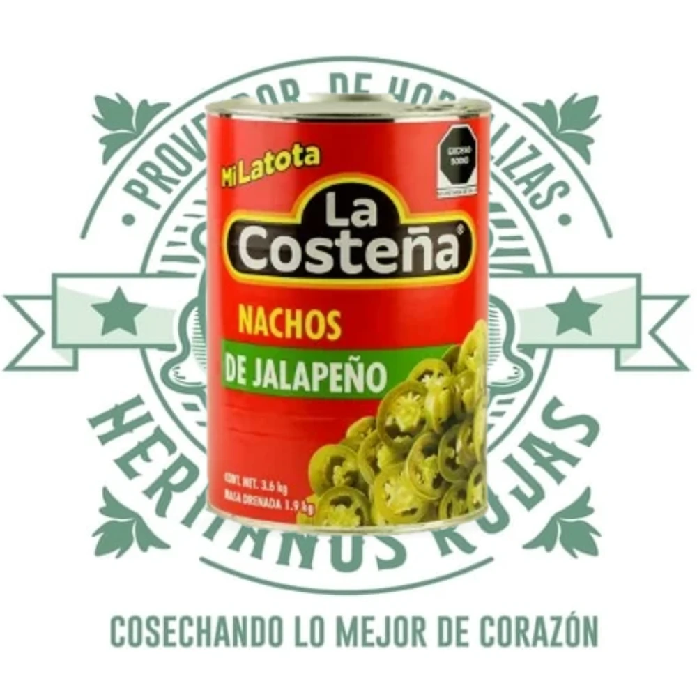 CHILES NACHOS DE JALAPEÑO COSTEÑA 3.6KG RODAJAS